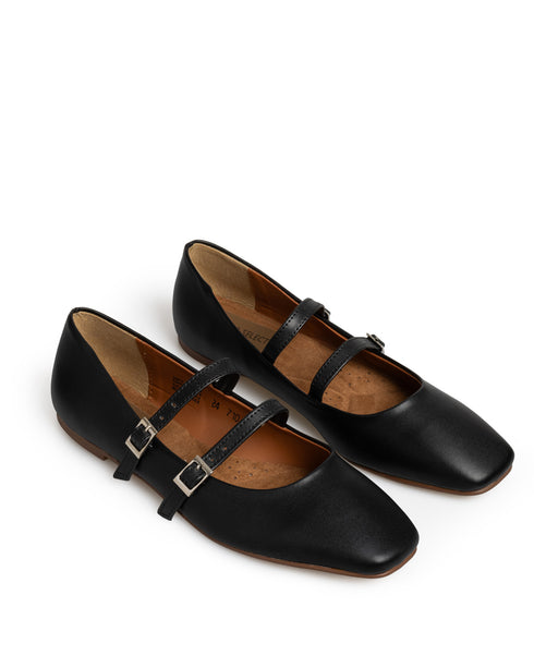 Balerina Flat Negra Doble Correa 710
